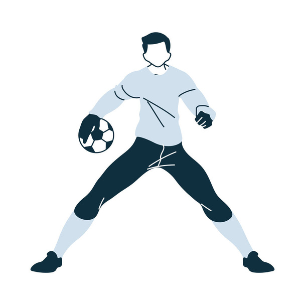 Футбольний воротар чоловік з м'ячем Векторний дизайн
 - Вектор, зображення