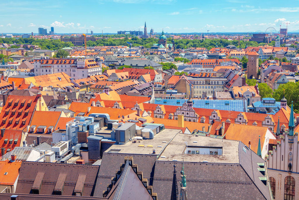 Panoramic view of Central Munich , city in Bavaria Germany  - Fotoğraf, Görsel