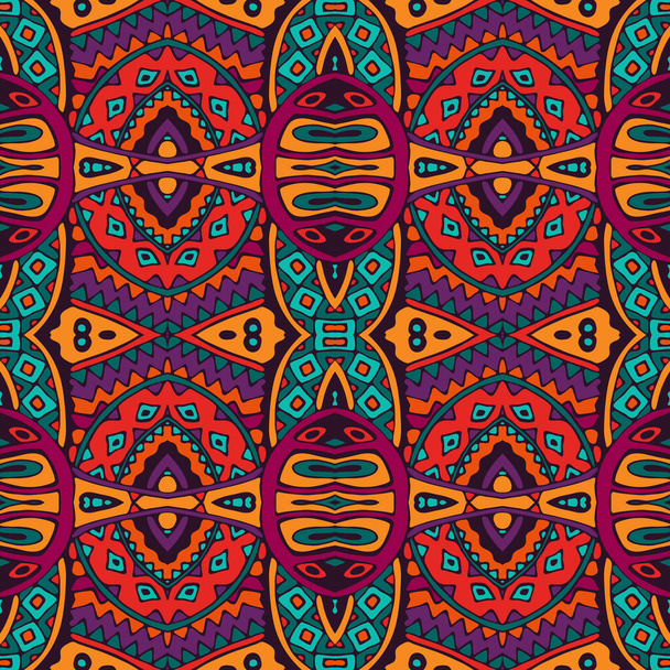 Tribal indyjski etniczne opływowy kształt. Świąteczny mandali kolorowy wzór - Wektor, obraz