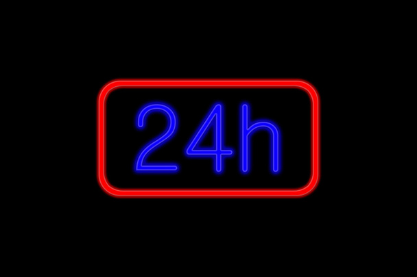Neon Sign 24h - Photo, Image