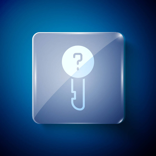 White Undefined key icon isolated on blue background. Square glass panels. Vector Illustration. - Vector, Image