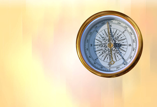 kruhový kompas na abstraktním pozadí jako symbol cestovního ruchu s kompasem, cestování s kompasem a venkovní aktivity s kompasem - Fotografie, Obrázek