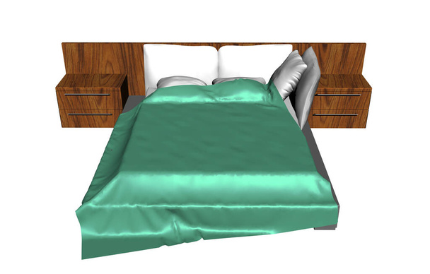 Двуспальная кровать с кроватью в спальне
 - Фото, изображение