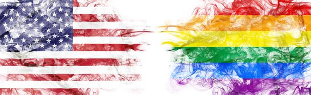 Ηνωμένες Πολιτείες και ΛΟΑΤ κοινότητα με καπνιστές σημαίες - Φωτογραφία, εικόνα