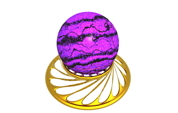 bola de piedra granulada en soporte de oro
 - Foto, imagen