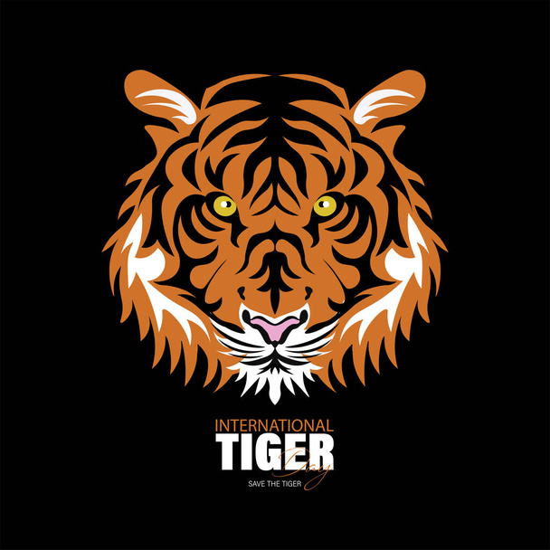 Vector Illustration of International Tiger Day 29. heinäkuuta, vuosittainen juhla tietoisuuden lisäämiseksi tiikerin säilyttämisestä. - Vektori, kuva