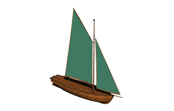small sailboat with green inflated sails - Photo, Image