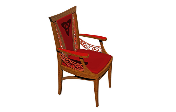 антикварный деревянный стул с красной бархатной обивкой
 - Фото, изображение