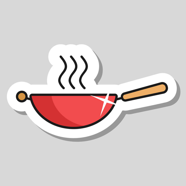 Wok freír icono del vector de la sartén. Aparato de cocina. Símbolo gráfico para el diseño del sitio web de cocina, logotipo, aplicación, interfaz de usuario
 - Vector, imagen