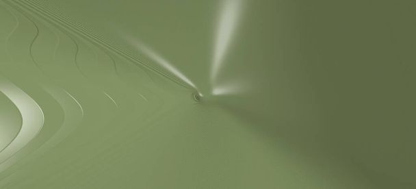 Ilustração 3D de uma forma geométrica de cor verde-oliva escura em um fundo abstrato branco como uma superfície curva e brilhante com reflexão direta da luz. preto e design
 - Foto, Imagem