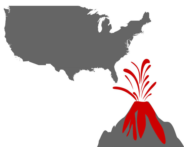 Carte des États-Unis avec volcan  - Vecteur, image
