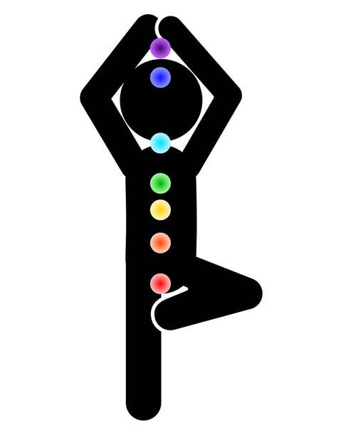 Pictogram meditate and the 7 chakras - Vector, Image