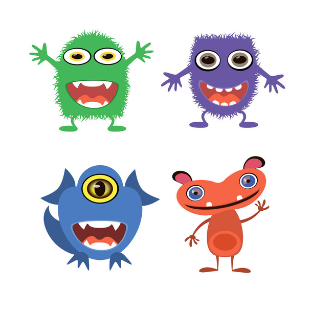 Set of cartoon monsters. Funny and funny monsters. - Vector, Image