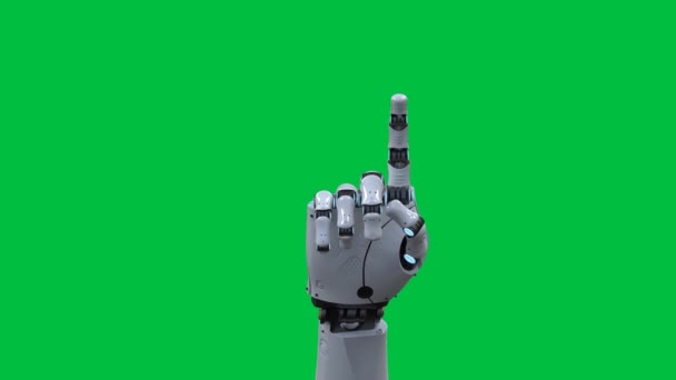 3d rendering cyborg hand pointing on green screen background 4k animation - Footage, Video