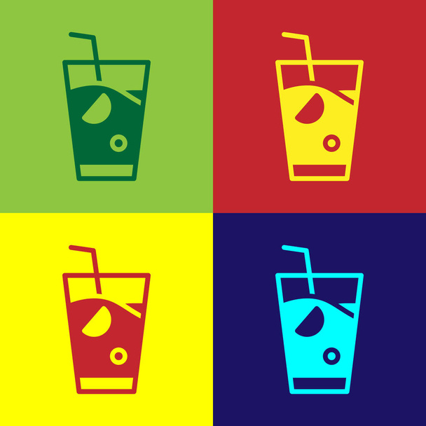 Pop art Fresh smoothie icon isolated on color background.  Vector. - Vector, Image