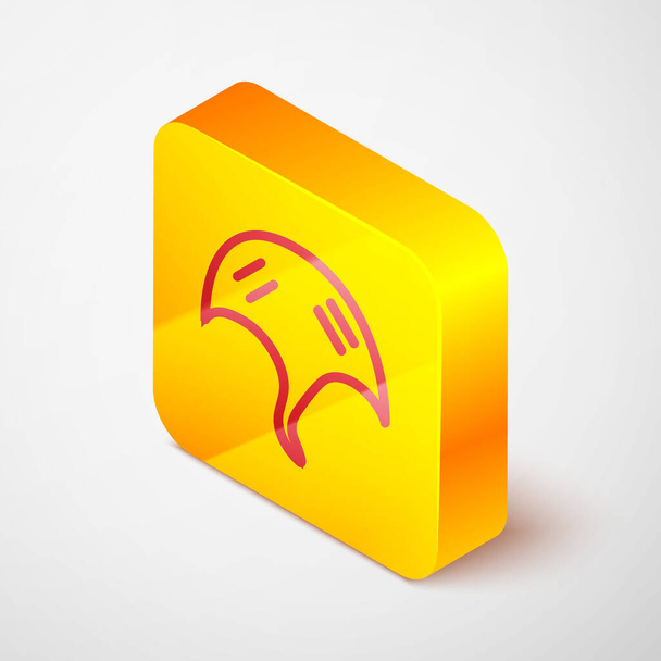 Isometric line Stingray icon isolated on grey background. Yellow square button. Vector.. - Vector, Image