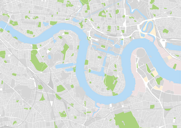 Векторная карта города Восточный центральный Лондон, Великобритания - Вектор,изображение