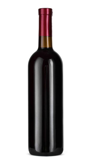 Wine bottle isolated on white background, front view - Photo, Image