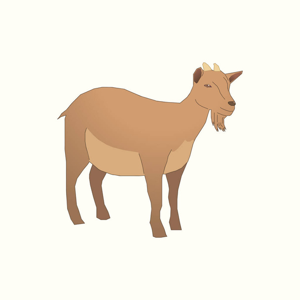 Illustration of a brown goat with a small horn - Vector, Image