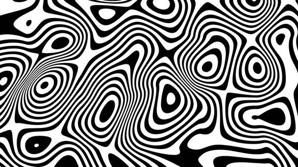 白と黒の曲線の抽象波。幻覚だ。光の錯覚だ。ねじれイラスト。線の未来的背景。ダイナミックな波だ。ベクターイラスト. - ベクター画像