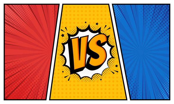 Versus VS cartas luchar contra fondos en el diseño de estilo de cómics planos con medio tono, relámpago. Ilustración vectorial
 - Vector, imagen