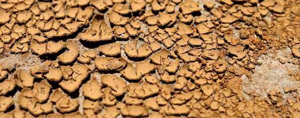 Aufgebrochener Lehmboden in die Trockenzeit - Foto, Bild