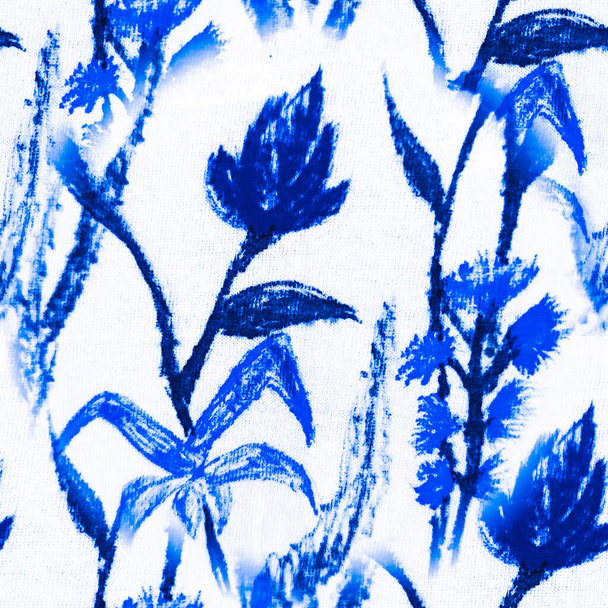 Seamless Batik Watercolor Pattern. Textile Paint  - Zdjęcie, obraz