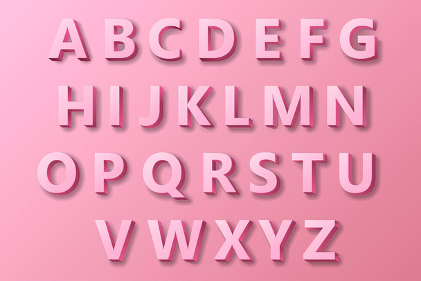 Jasnoróżowe litery alfabetu 3D. - Wektor, obraz