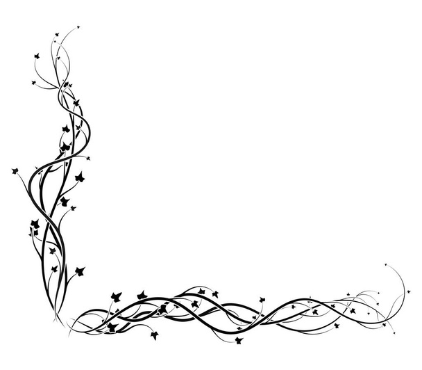 cadre d'angle en lierre noir sur fond blanc vigne. illustration vectorielle stock - Vecteur, image