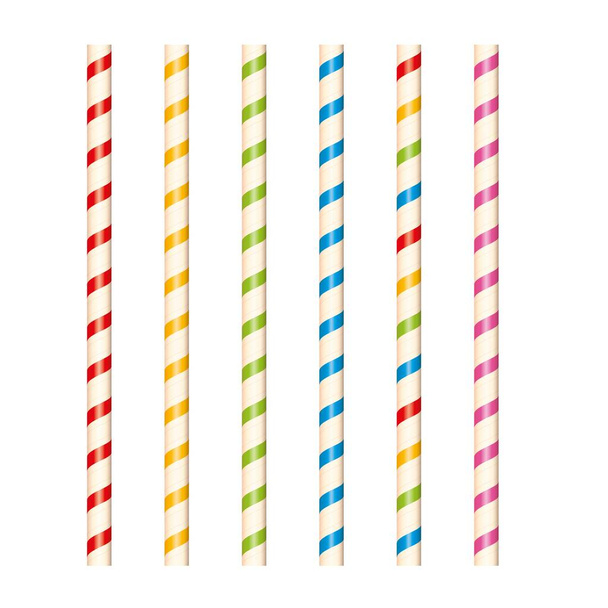 Pajitas de papel rayado con rayas para bebidas y cocteles.Ilustración vectorial
. - Vector, Imagen