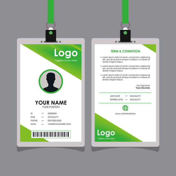 Abstract Green Geometric Id Card Design, Professional Identity Card Sjabloon Vector voor Werknemer en anderen - Vector, afbeelding