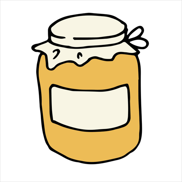 ilustração vetorial no estilo doodle, caixa. Querida... ícone simples de um banco com mel. clip arte fazenda alimentos
 - Vetor, Imagem