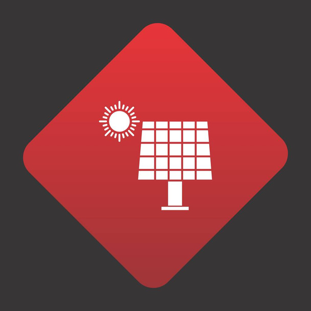 Icono de vector Panel Solar sobre fondo rojo para su proyecto
 - Vector, Imagen