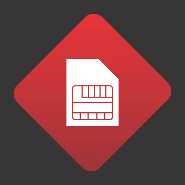  Ikona wektora karty SIM na czerwonym tle dla Twojego projektu - Wektor, obraz