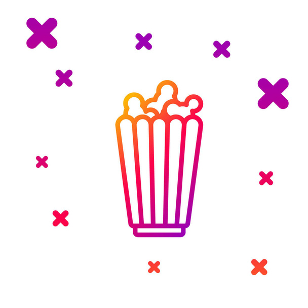 Ligne de couleur Popcorn dans la boîte en carton icône isolée sur fond blanc. Boîte à seau de maïs soufflé. Formes dynamiques aléatoires de gradient. Illustration vectorielle. - Vecteur, image