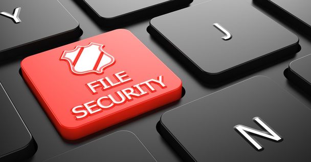 File Security on Red Keyboard Button. - Photo, Image