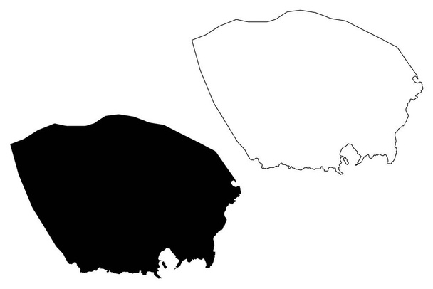 Praia municipality (Republic of Cabo Verde, concelhos, Cape Verde, Santiago island, archipiélago) mapa vector illustration, scribble sketch Praia map - Vector, imagen