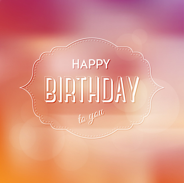 Vector blurry soft birthday greeting card with photographic bokeh effect - Vektor, kép