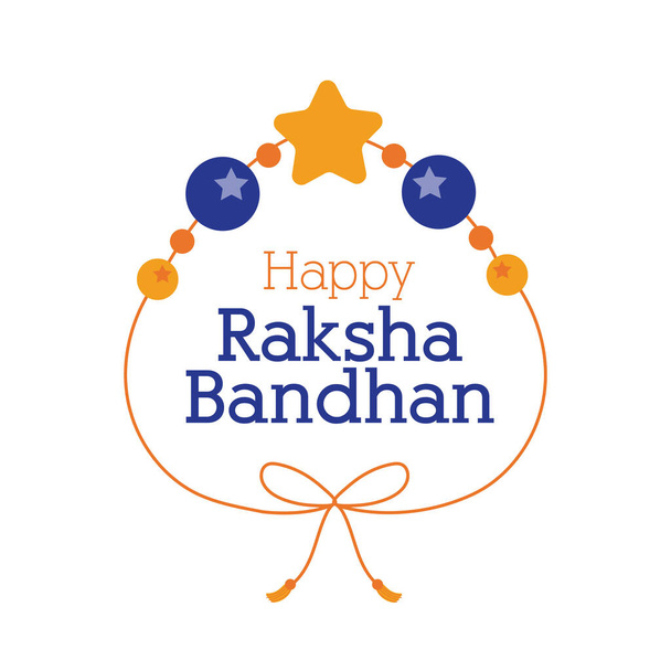 felice braccialetto raksha bandhan con le palle e lo stile piatto stella - Vettoriali, immagini