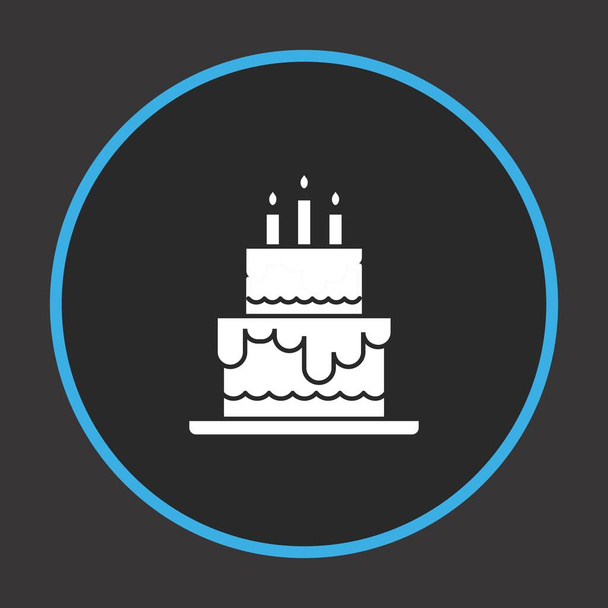 Zadowolony ikona tort urodzinowy dla projektu - Wektor, obraz