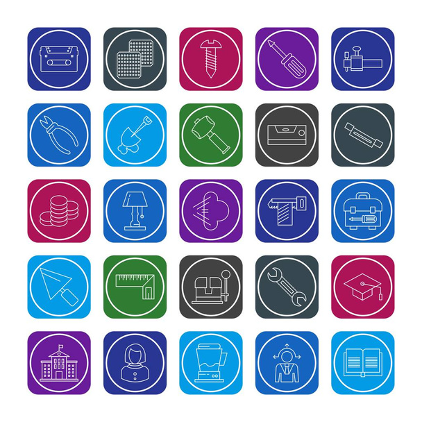 25 Simple Universal Related icônes de couleur - Vecteur, image