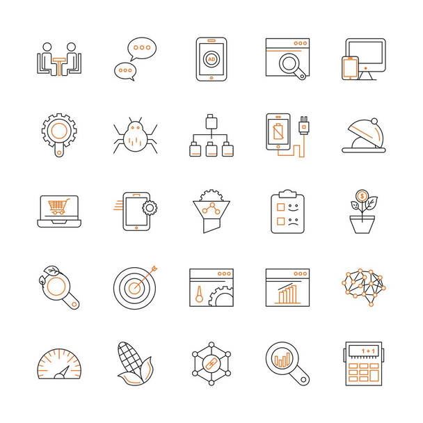 Набор из 25 универсальных иконок. Белый фон - Вектор,изображение