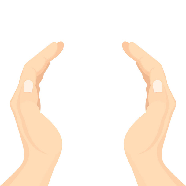 Illustrazione vettoriale dei palmi delle mani distese. Parte del set. - Vettoriali, immagini