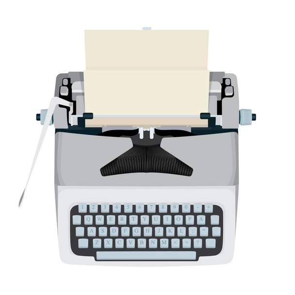 Máquina de escribir. Máquina de escribir vintage realista vista superior vector ilustración. Parte del conjunto
. - Vector, Imagen