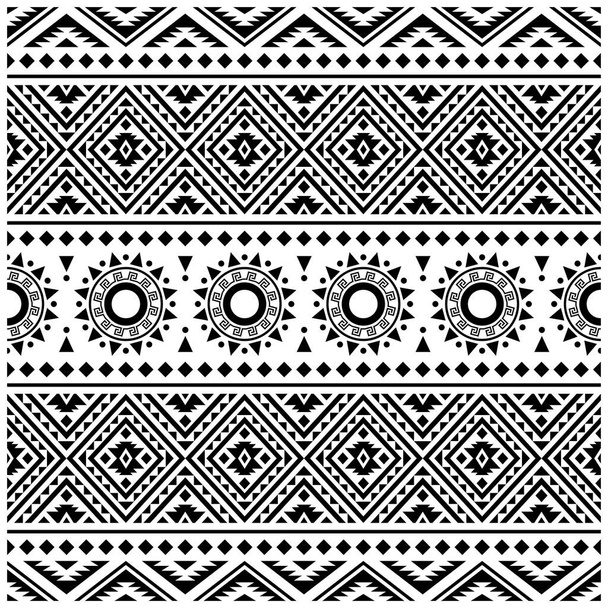 Geometria Ethnic Seamless Pattern texture design vector in colore bianco nero - Vettoriali, immagini