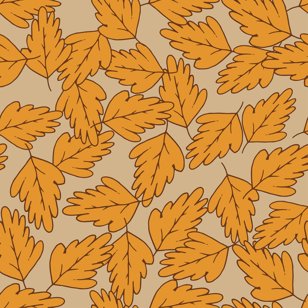 Orange foliage on yellow background. - Vektor, obrázek