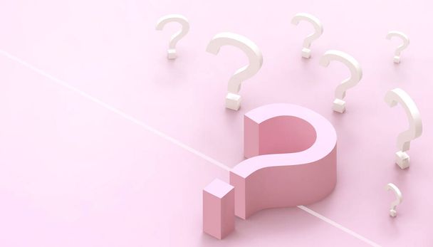 Ερώτηση Mark Pink Creative ιδέα και την έννοια Minimal σε ροζ φόντο - 3d απόδοση - Φωτογραφία, εικόνα