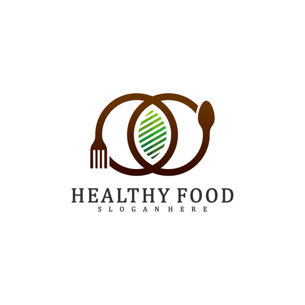 Healthy Food Logo Design Template, Food with leaf logo design concept vector, Icon Symbol - Vektori, kuva