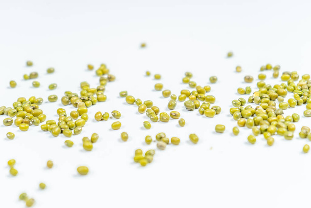 mash green bean seeds on a white background - Фото, зображення