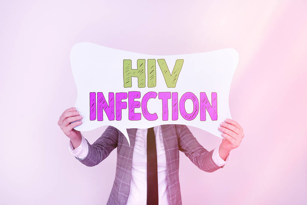 Handschriftliches Textschreiben Hiv Infection. Konzept, das eine Erkrankung des Immunsystems aufgrund der HIV-Infektion bedeutet Leere Bubble-Chat-Notizen täuschen vor, betonen das persönliche Ideenkonzept. - Foto, Bild